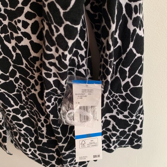 ⭐️NWT Jones New York Sport Cropped Cotton Cardigan w/Giraffe Print size XL - Picture 5 of 11